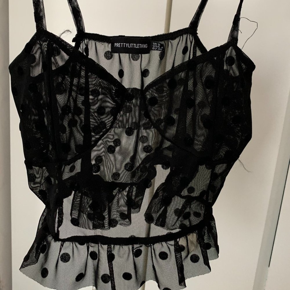Mesh Polka Dot Crop Top